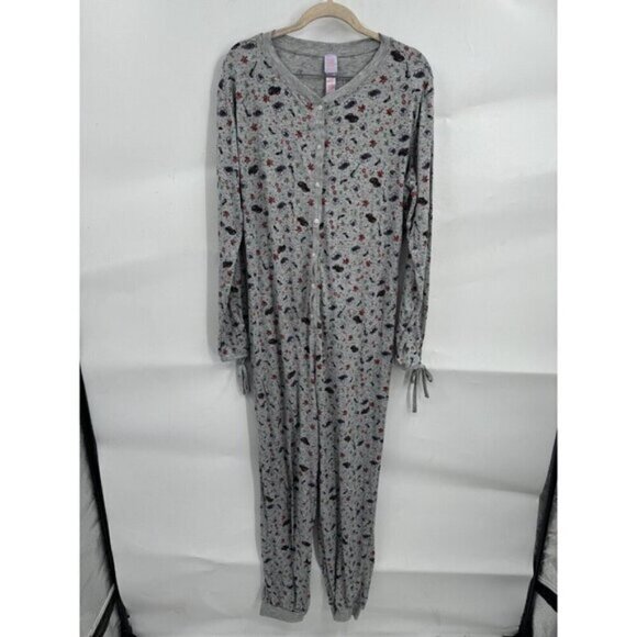 Savage X Fenty PJ Jumpsuit Women Large Grey It’s The Savage One Piece Holiday - Picture 2 of 14